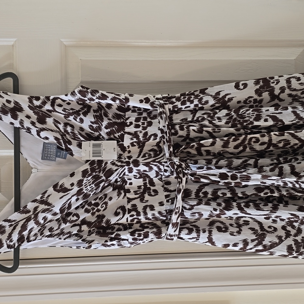 RABBIT RABBIT RABBIT DESIGNS WOMEN'S BROWN & WHITE FLORAL SUMMER DRESS SIZE 10